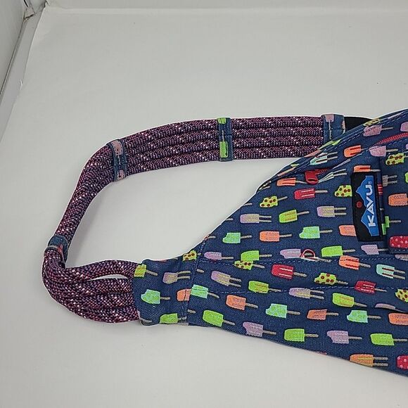 KAVU Crossbody Backpack Sling Rope Blue Multicolor Popsicle Ice Cream Print - Picture 2 of 10